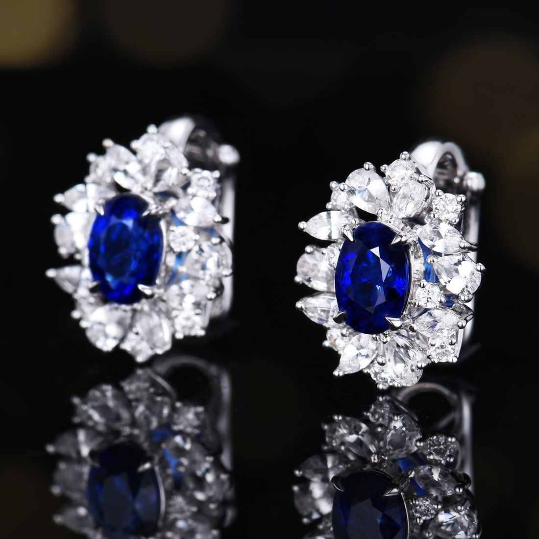 14k Gold 2.39 Ctw Natural Sapphire & Sapphire Earrings - 4