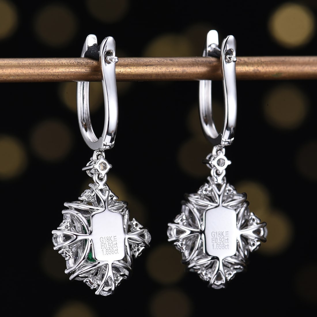 14k Gold 2.62 Ctw Vivid Green Natural Emerald & Sapphire Earrings - 4