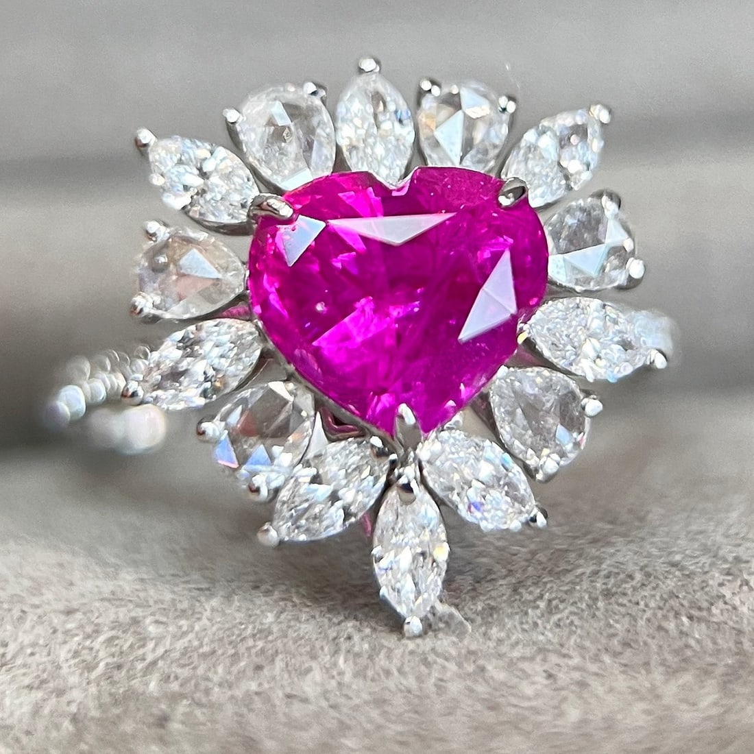 14k Gold 3.70 Ctw Natural Sapphire & Lab Grown Diamond Ring - 2