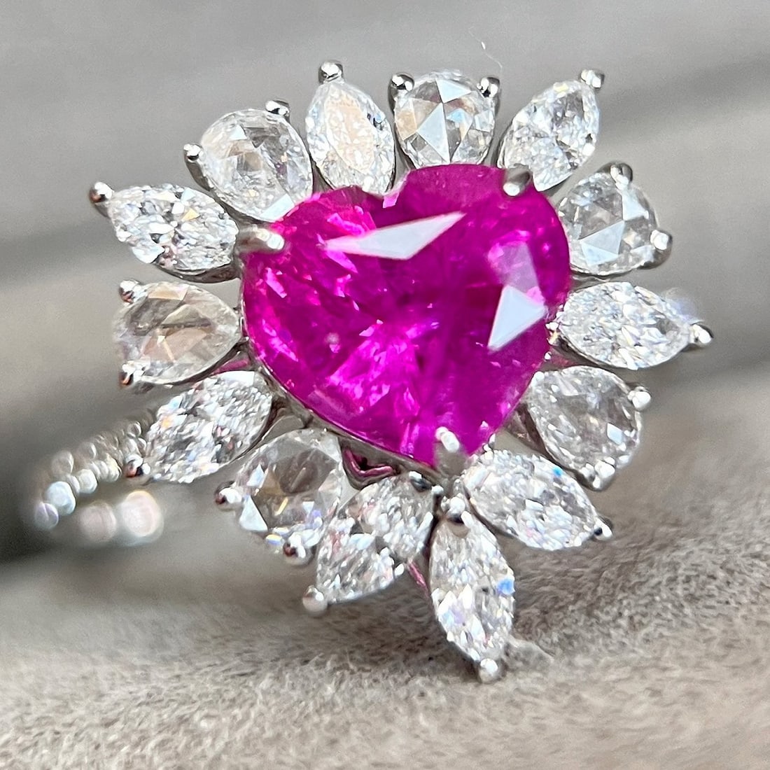 14k Gold 3.70 Ctw Natural Sapphire & Lab Grown Diamond Ring - 3