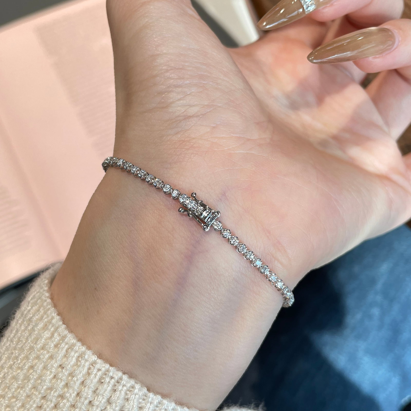 14k Gold 2.99 Ctw Natural Sapphire & Diamond Bracelet - 3