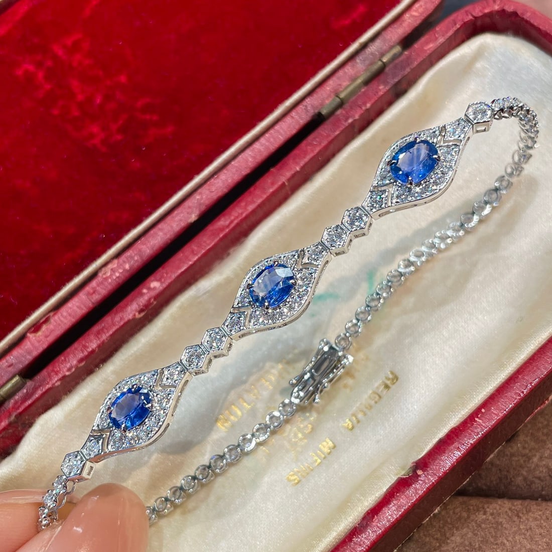 14k Gold 2.99 Ctw Natural Sapphire & Diamond Bracelet - 6