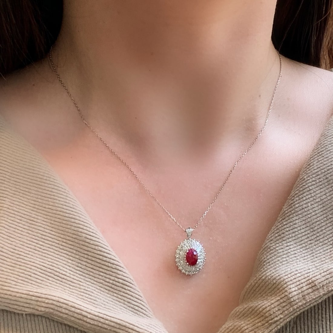 14k Gold 2.49 Ctw Vivid Red Natural Ruby & Diamond Ring/pendant( Without Chain ) - 6