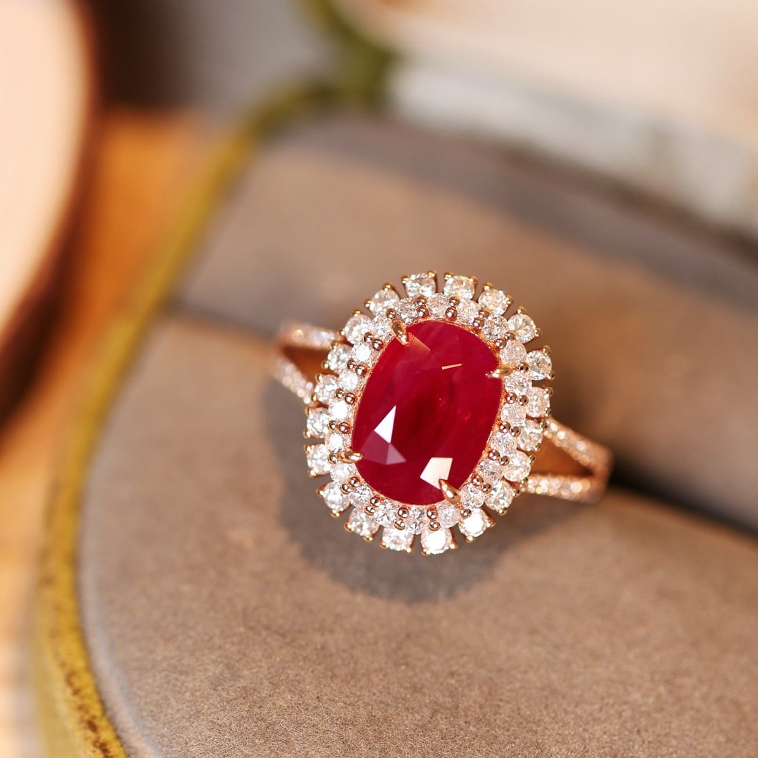 14k Gold 4.06 Ctw Vivid Red Natural Ruby & Diamond Ring - 6