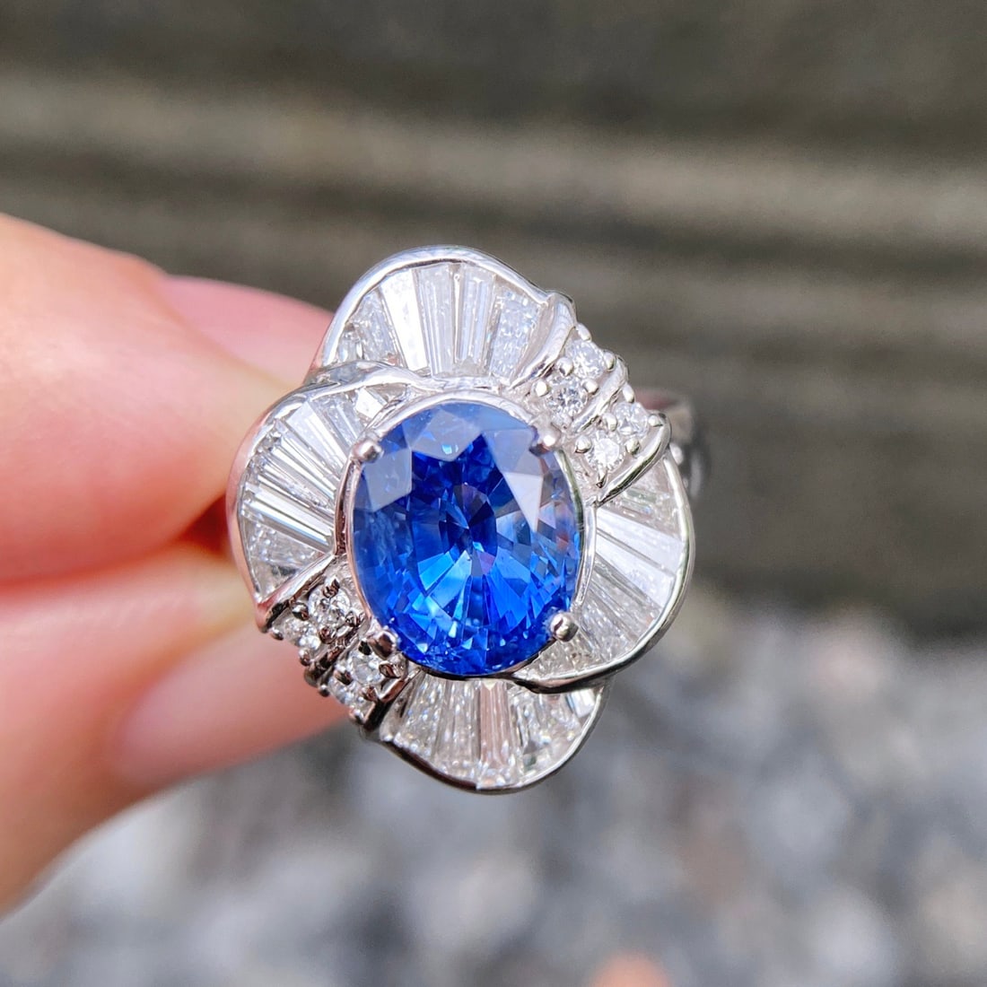 14k Gold 4.13 Ctw Natural Sapphire & Diamond Ring - 2