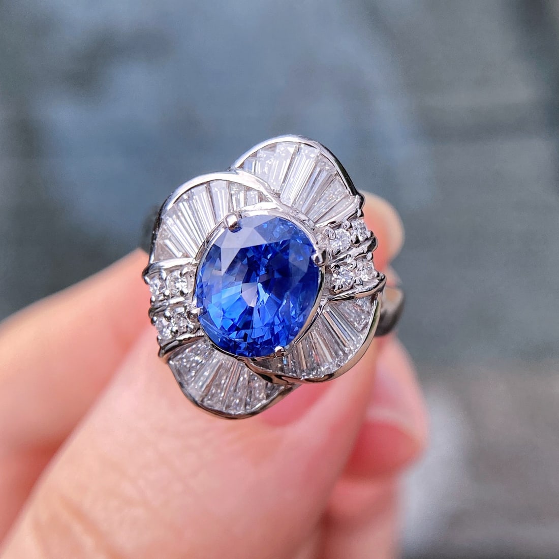 14k Gold 4.13 Ctw Natural Sapphire & Diamond Ring - 3