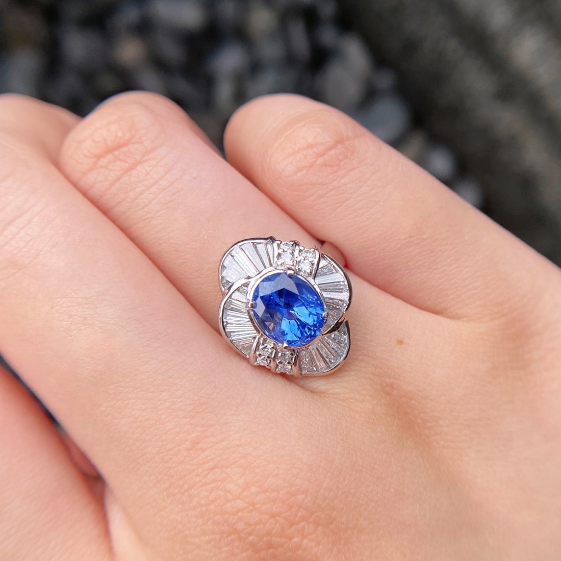 14k Gold 4.13 Ctw Natural Sapphire & Diamond Ring - 5