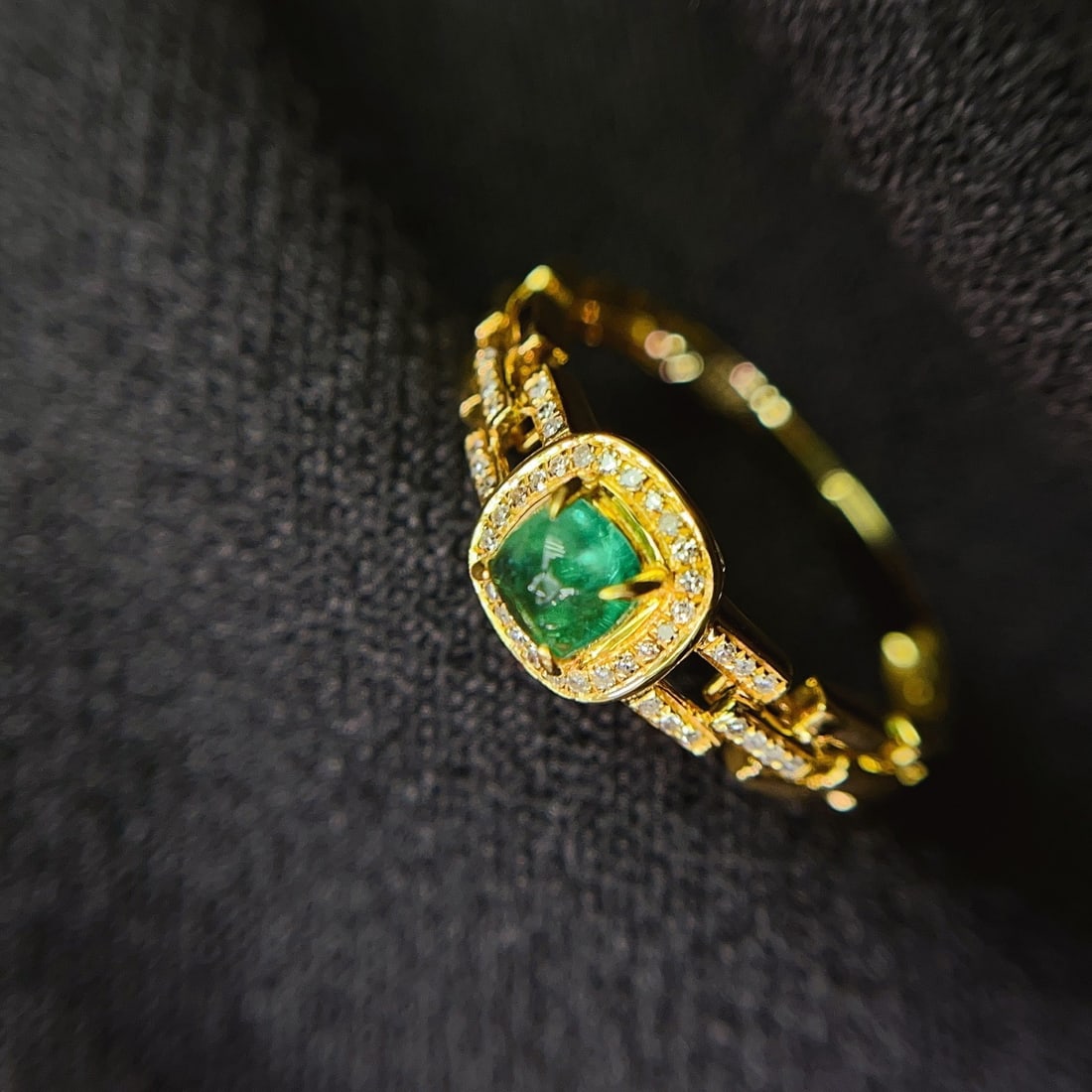 14k Gold 0.45 Ct Natural Emerald & Diamond Ring - 3