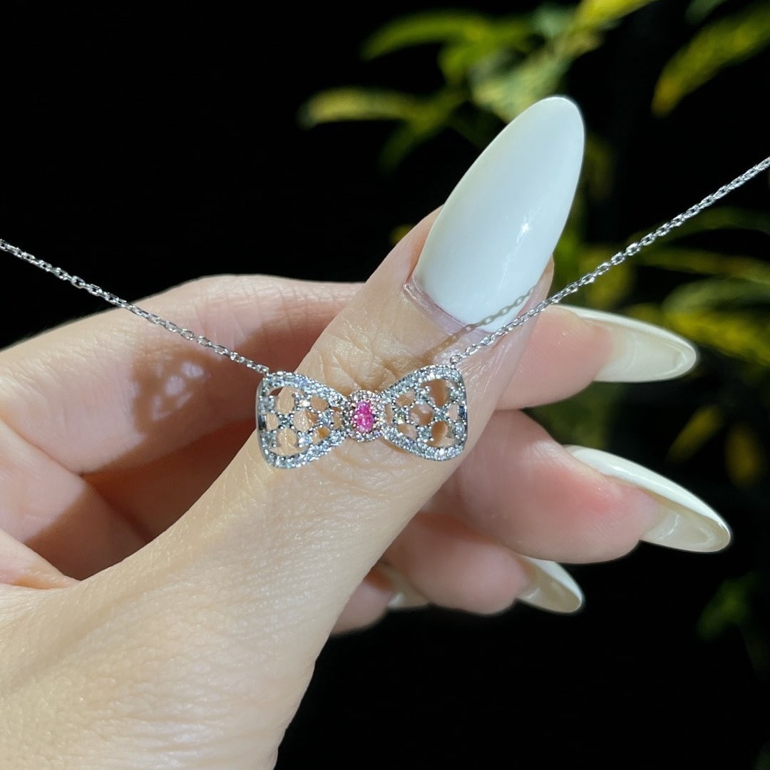 14k Gold 6.42 Ctw Natural Pink Diamond & Diamond Necklace - 2