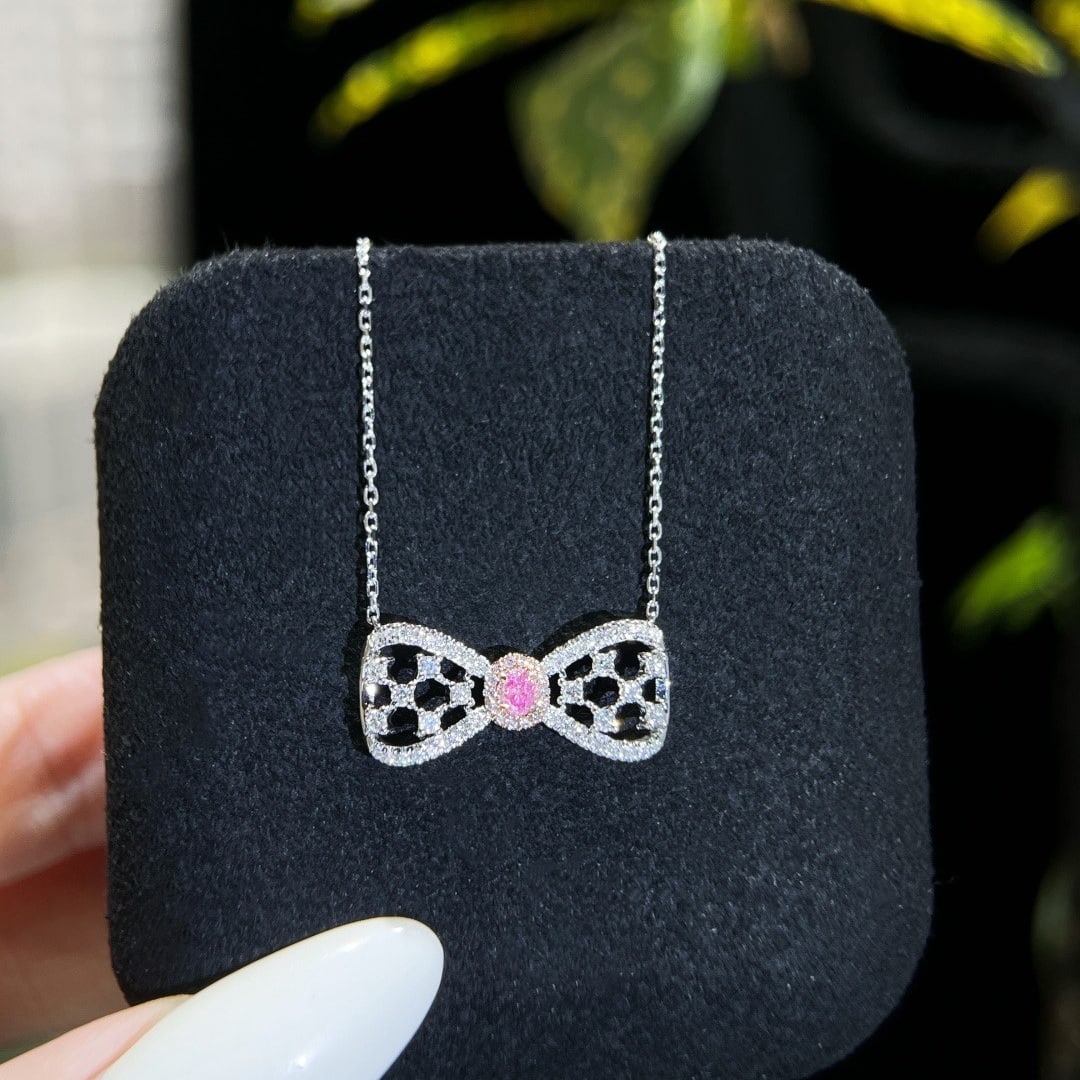 14k Gold 6.42 Ctw Natural Pink Diamond & Diamond Necklace - 3