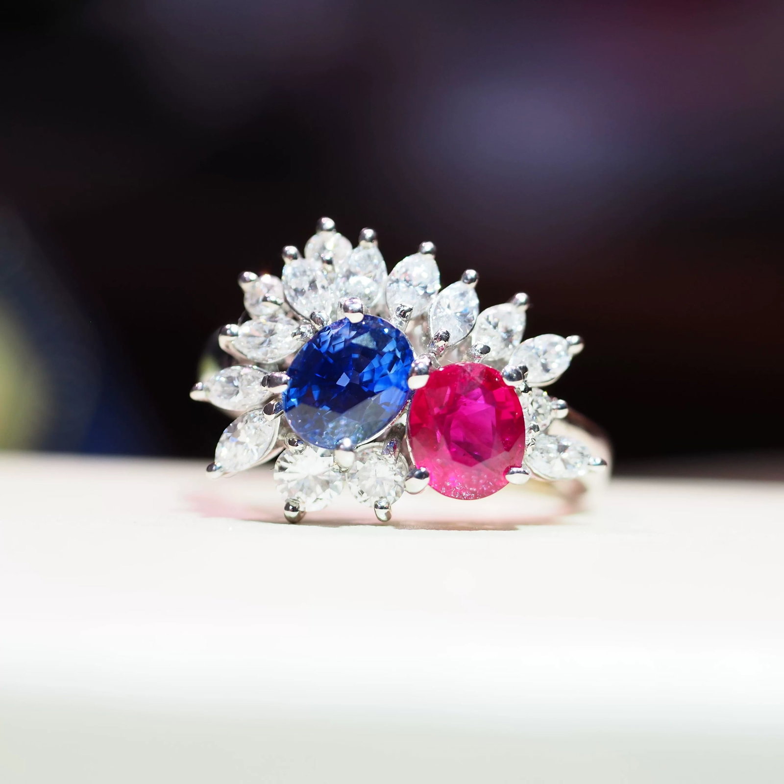 14k Gold 2.42 Ctw Natural Sapphire & Ruby & Toi Et Moi Ring (1 of 6)