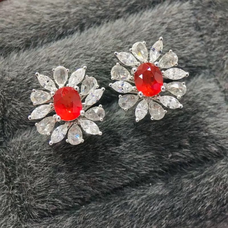 14k Gold 1.12 Ct Natural Ruby & Diamond Earrings - 2