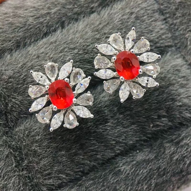 14k Gold 1.12 Ct Natural Ruby & Diamond Earrings - 4
