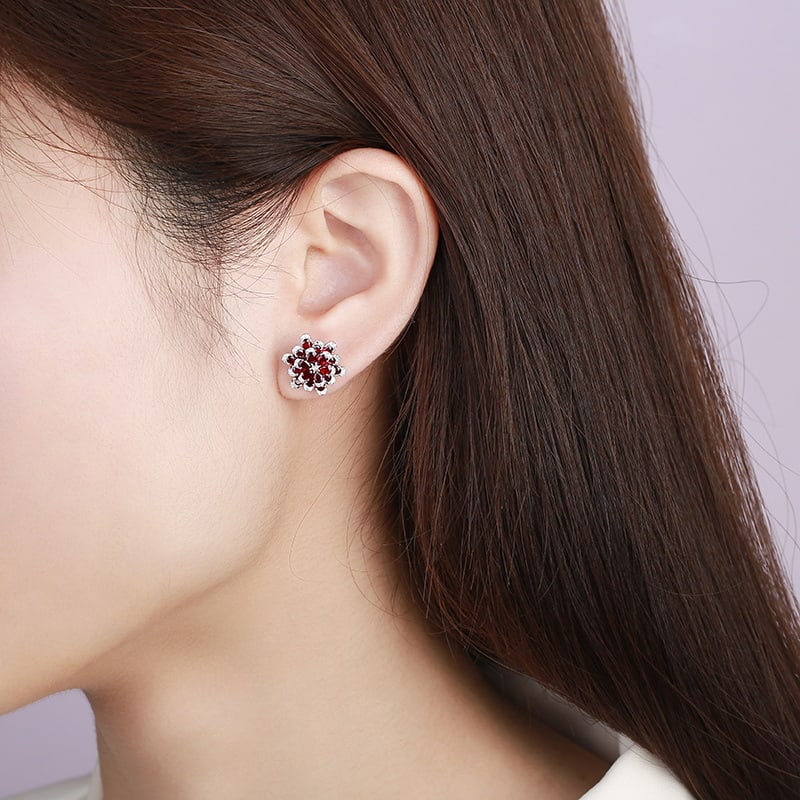 14k Gold 2.88 Ctw Natural Ruby & Diamond Earrings - 2