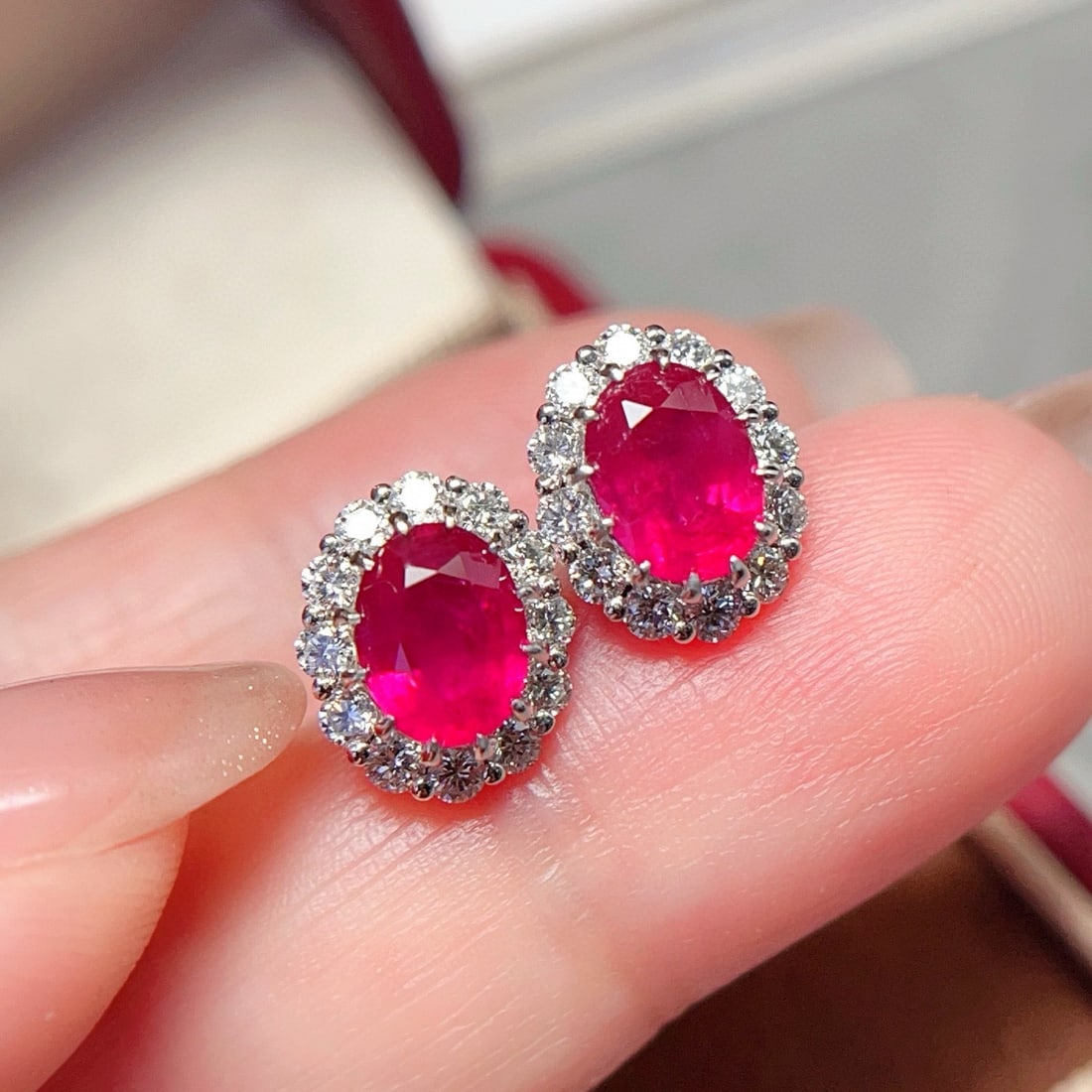14k Gold 2.76 Ctw Natural Ruby & Diamond Earrings - 3