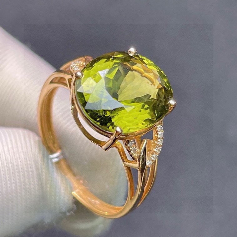 14k Gold 6.2 Ct Natural Tourmaline & Diamond Ring - 5