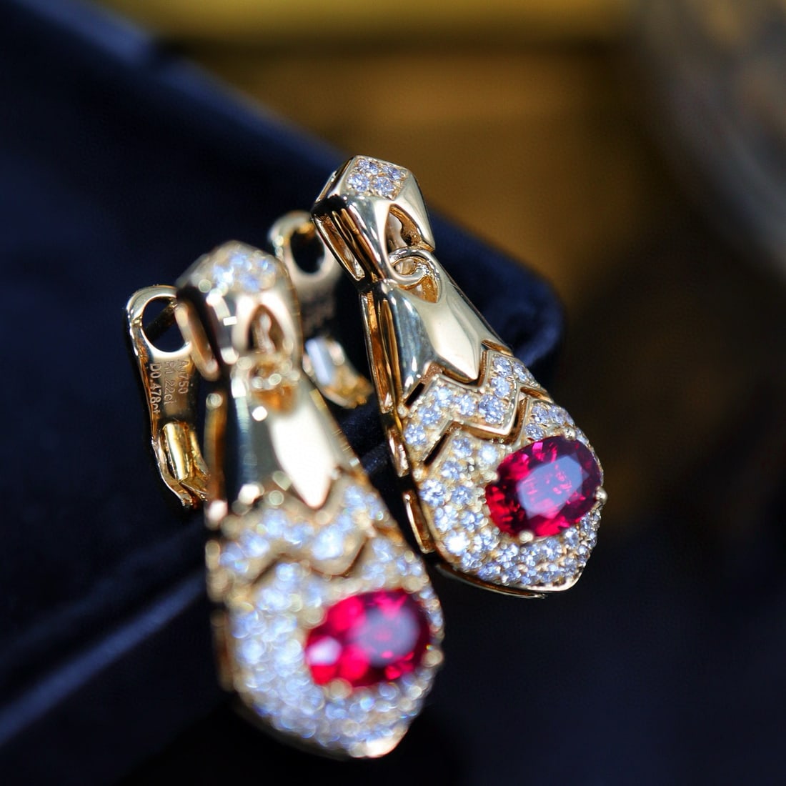 14k Gold 1.70 Ctw Natural Ruby & Diamond Earrings - 4