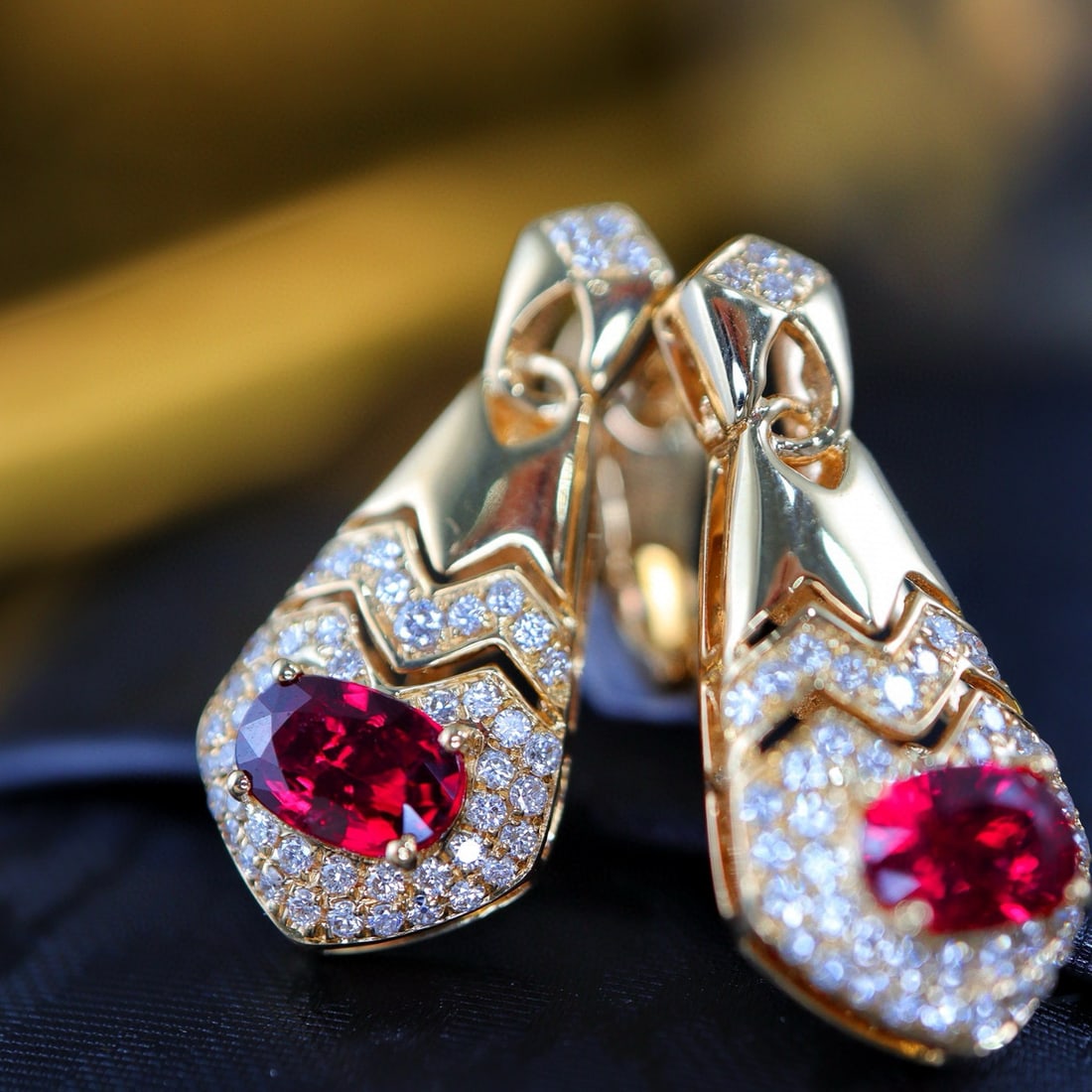 14k Gold 1.70 Ctw Natural Ruby & Diamond Earrings - 5