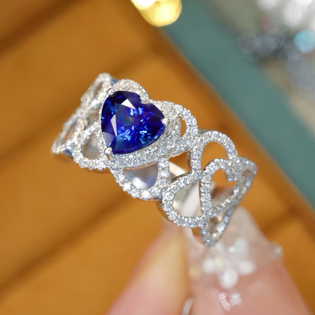 14k Gold 1.67 Ctw Natural Sapphire & Diamond Ring - 3