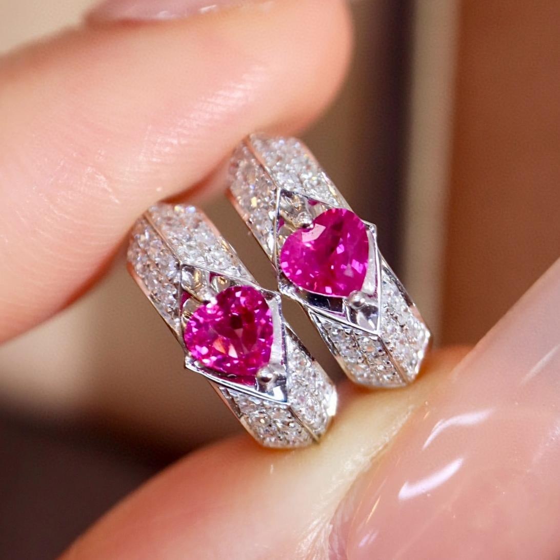 14k Gold 0.8 Ctw Natural Ruby & Diamond Earrings (1 of 5)