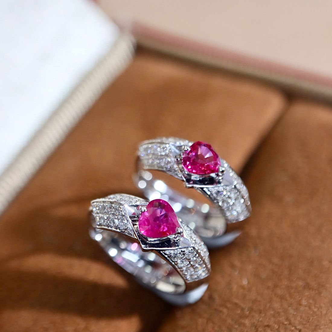 14k Gold 0.8 Ctw Natural Ruby & Diamond Earrings - 3