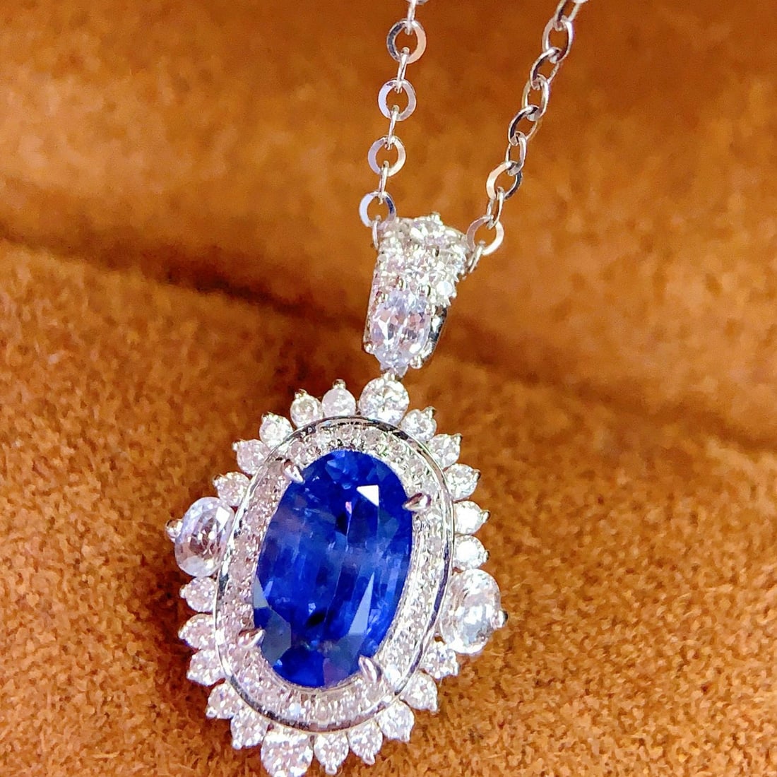 14k Gold 1.35 Ct Natural Sapphire & Diamond Pendant( Without Chain ) - 2