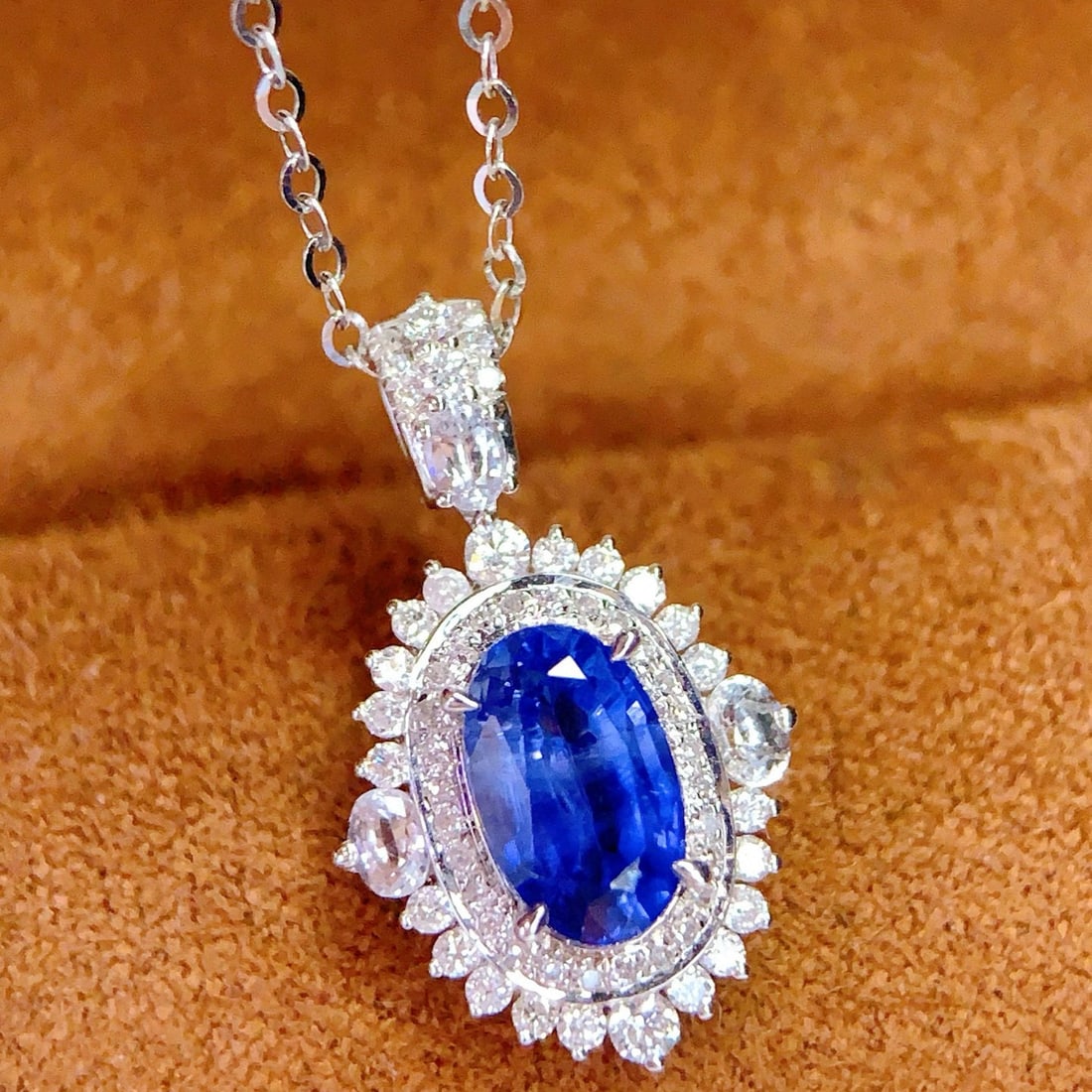 14k Gold 1.35 Ct Natural Sapphire & Diamond Pendant( Without Chain ) - 3