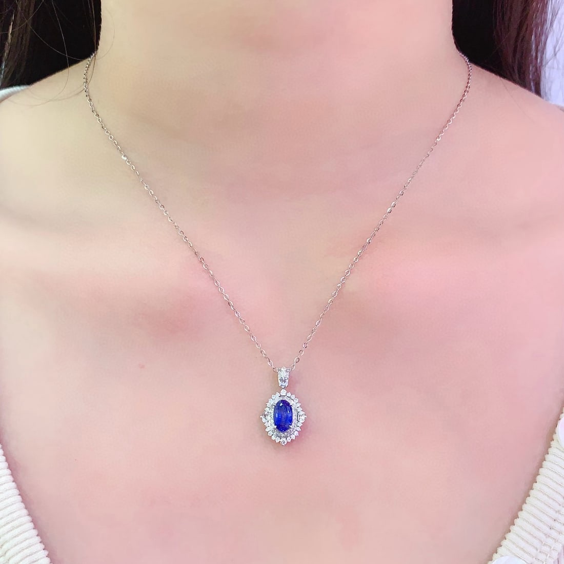 14k Gold 1.35 Ct Natural Sapphire & Diamond Pendant( Without Chain ) - 4