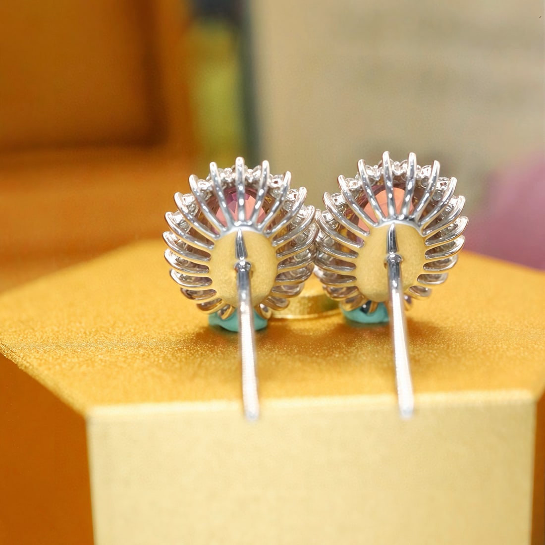 14k Gold 1.33 Ctw Natural Sapphire & Diamond Earrings - 4