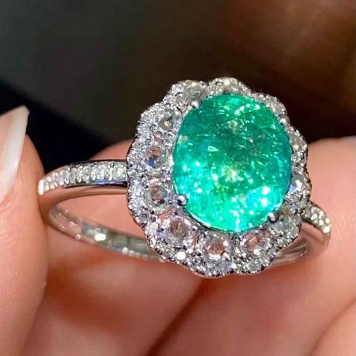 14k Gold 2.1 Ct Natural Paraiba Tourmaline & Sapphire & Diamond Ring - 4