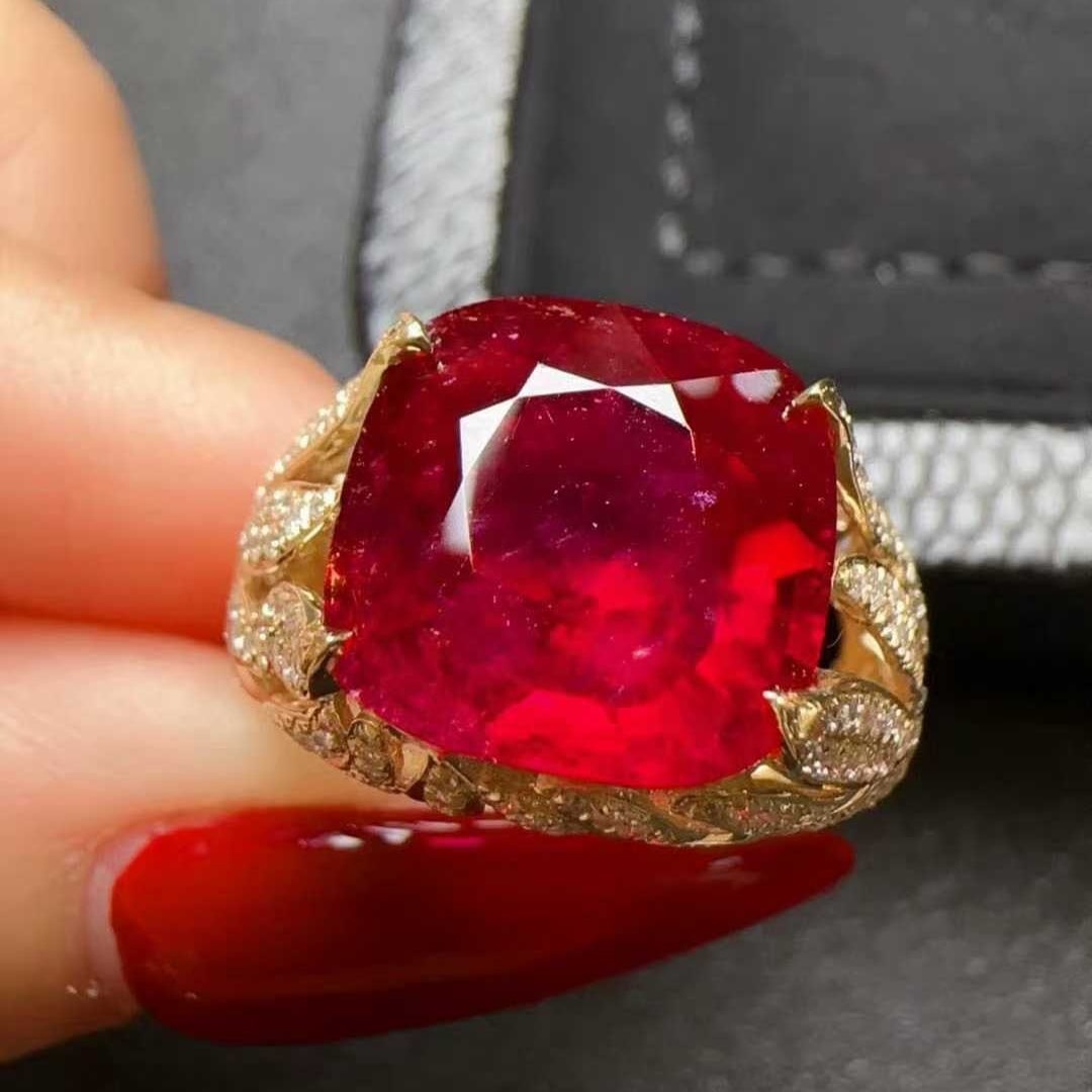 14k Gold 7.13 Ctw Natural Tourmaline & Diamond Ring - 2