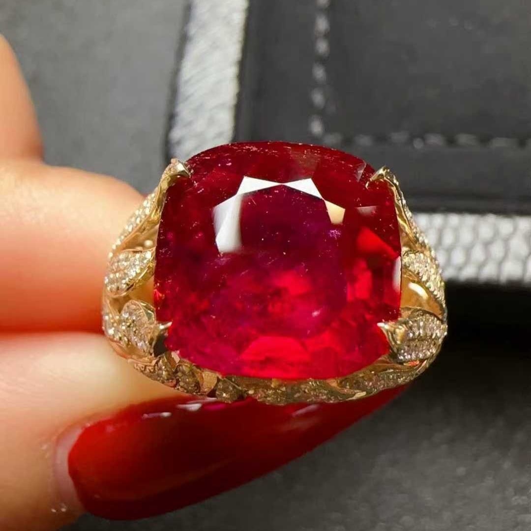 14k Gold 7.13 Ctw Natural Tourmaline & Diamond Ring - 4