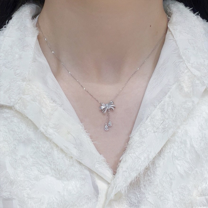 14k Gold 0.30 Ct Natural H Diamond Necklace - 3