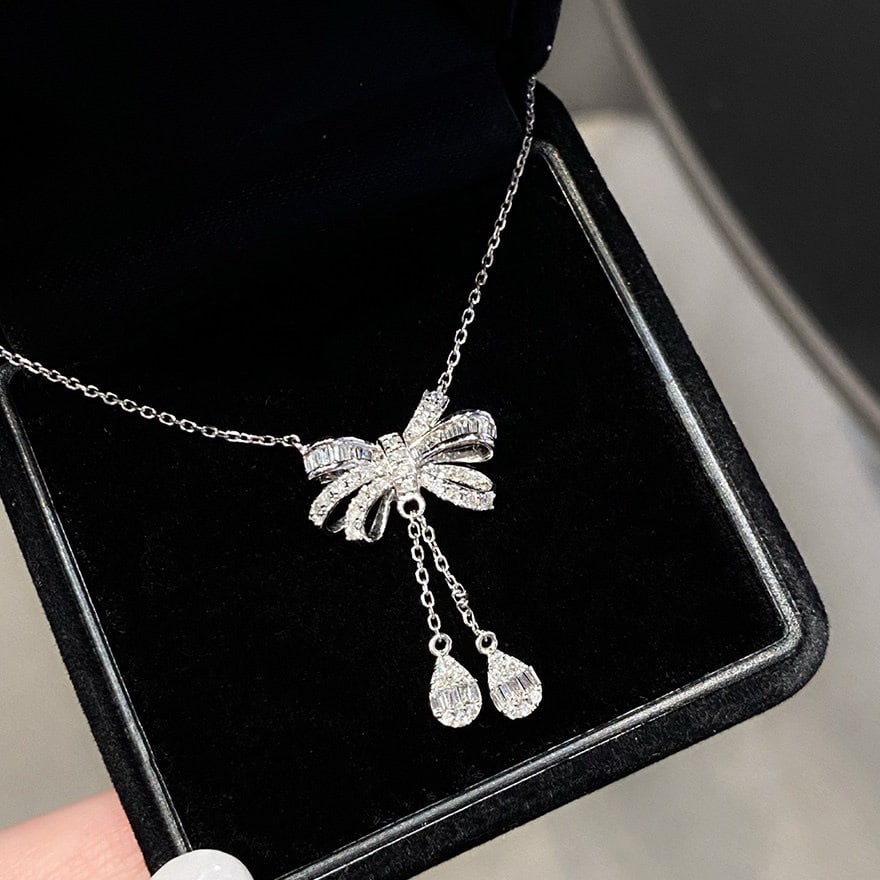 14k Gold 0.30 Ct Natural H Diamond Necklace - 5