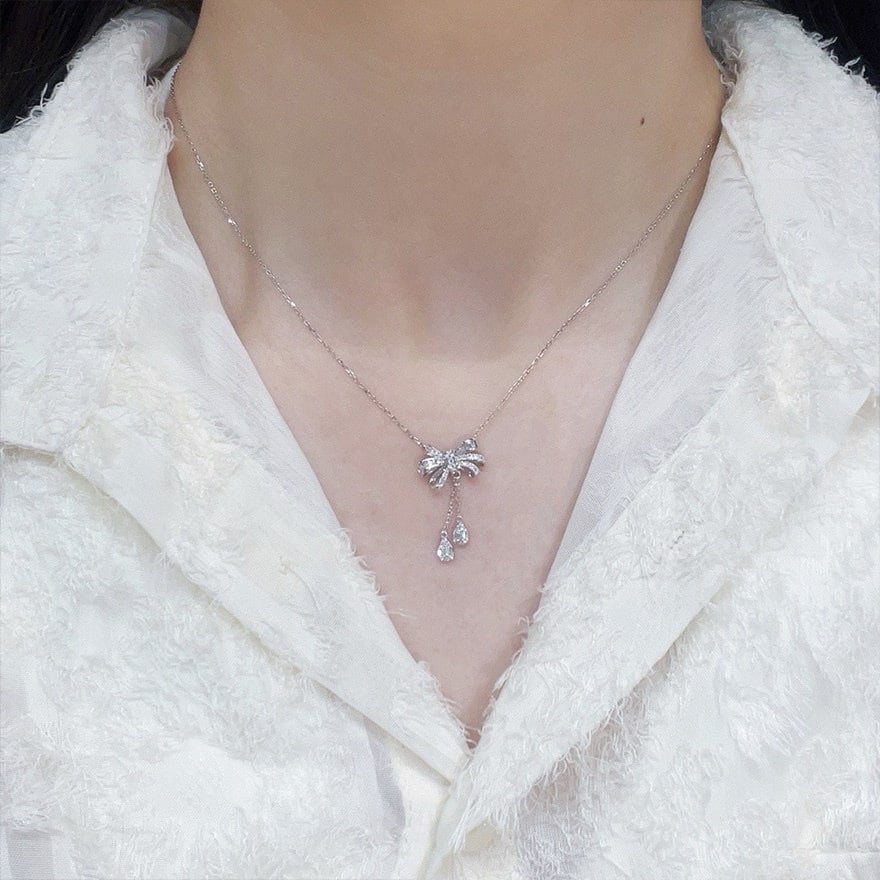 14k Gold 0.30 Ct Natural H Diamond Necklace - 7