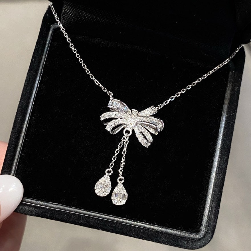 14k Gold 0.30 Ct Natural H Diamond Necklace - 8