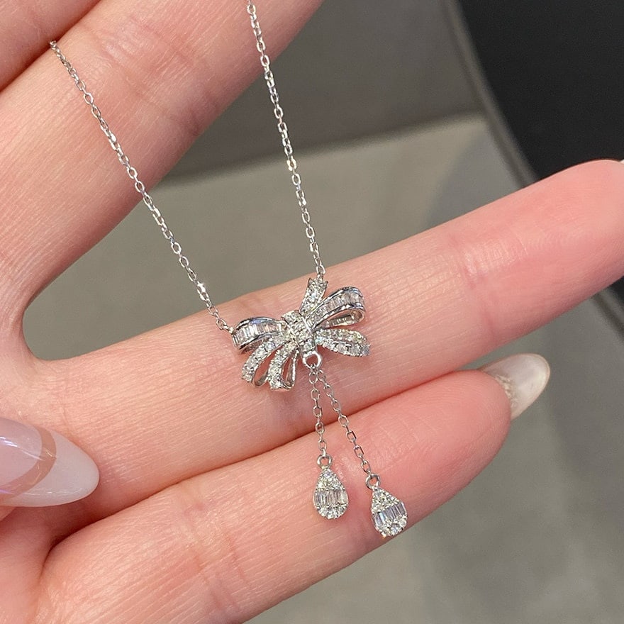 14k Gold 0.30 Ct Natural H Diamond Necklace - 9