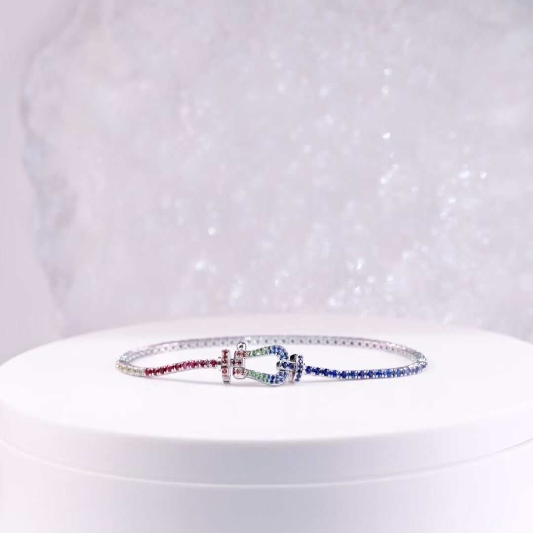 14k Gold 3.00 Ct Natural Coloured Gemstone Bracelet - 2