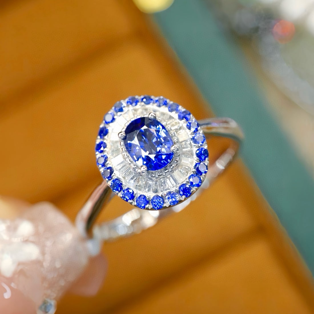 14k Gold 0.67 Ctw Natural Sapphire & Diamond Ring - 4