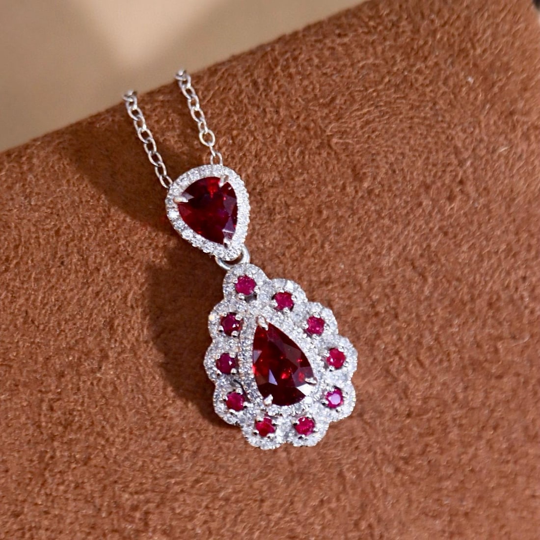 14k Gold 1.71 Ctw Natural Ruby & Diamond Pendant( Without Chain ): Ref:231137089 // gold content:14k gold // main gemstone:ruby // shape:multiple // carat weight:1. 46ct // color:red // treatment:natural // // adjacent gemstone 2 : diamond // shape:round // carat wei