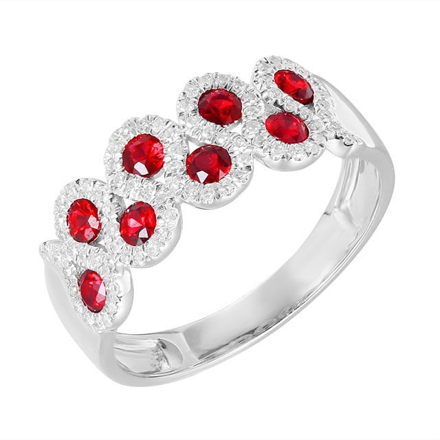 14k Gold 0.78 Ctw Natural Ruby & Diamond Ring - 5