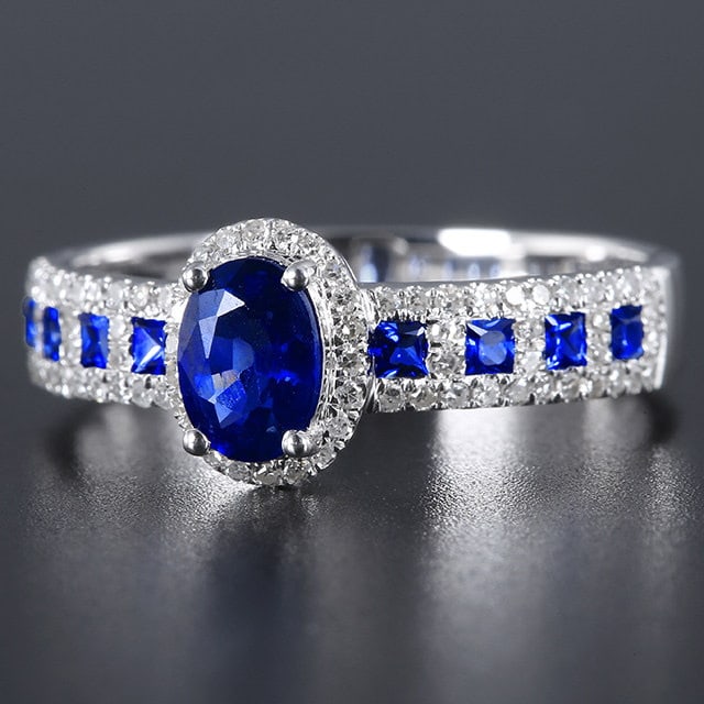 14k Gold 0.89 Ctw Natural Sapphire & Diamond Ring - 2