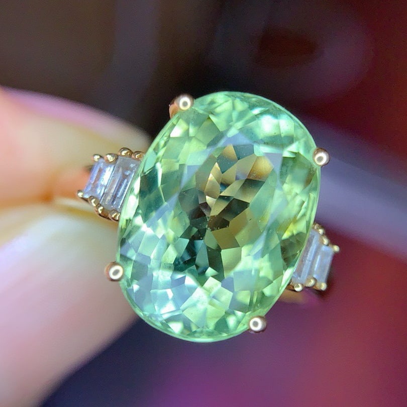 14k Gold 7.01 Ct Natural Tourmaline & Diamond Ring - 3