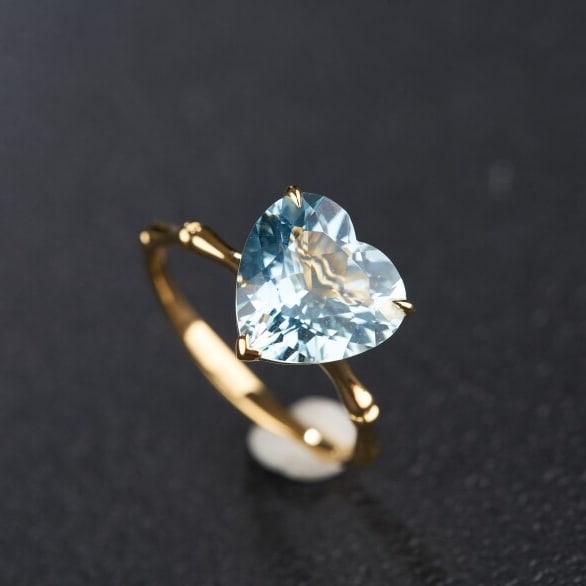 14k Gold 2.96 Ct Natural Aquamarine Ring - 6