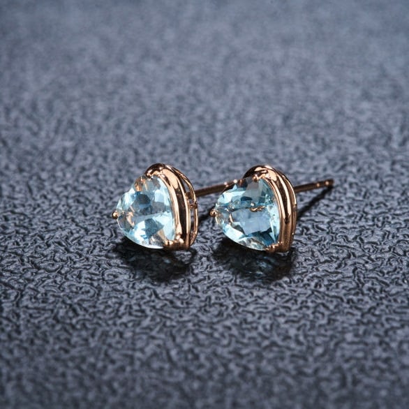 14k Gold 2.12 Ct Natural Aquamarine Earrings - 2