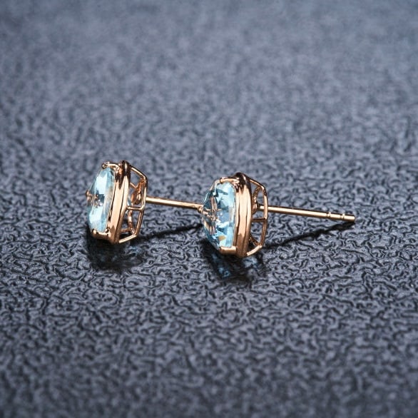 14k Gold 2.12 Ct Natural Aquamarine Earrings - 3