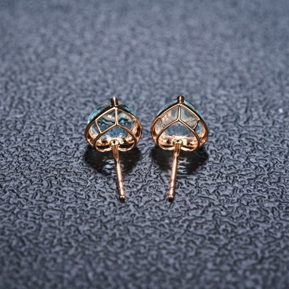 14k Gold 2.12 Ct Natural Aquamarine Earrings - 4