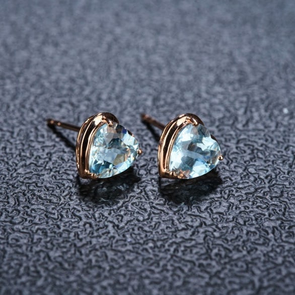 14k Gold 2.12 Ct Natural Aquamarine Earrings - 5