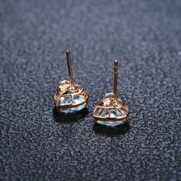 14k Gold 2.12 Ct Natural Aquamarine Earrings - 6