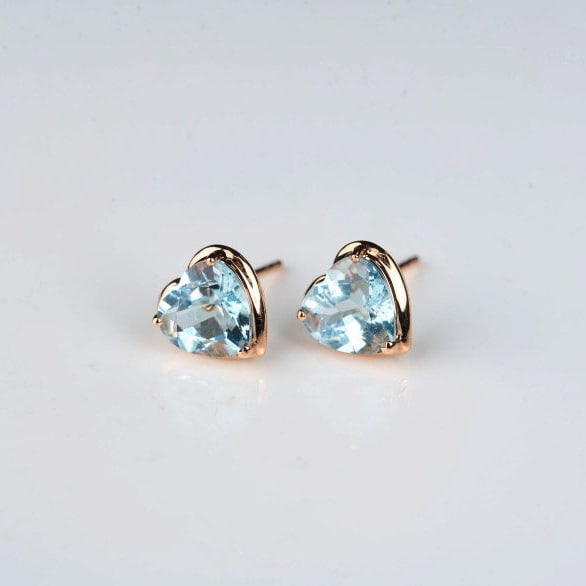 14k Gold 2.12 Ct Natural Aquamarine Earrings - 8